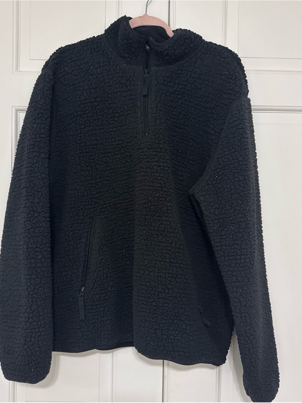 Vince Black Teddy Sherpa Half-Zip Jacket